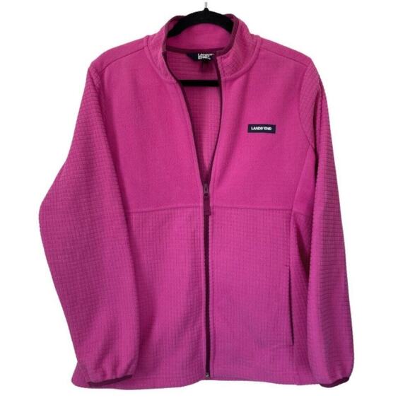 Lands' End Jackets & Blazers - Land's End Women's Long Sleeve‎ Full Zip Grid Fleece Jacket Sz Medium (8-10)